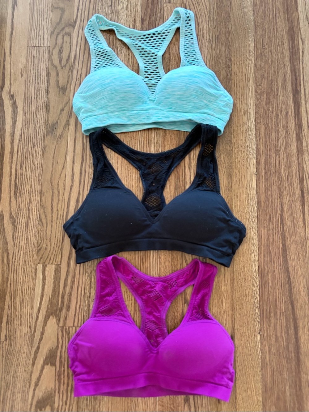 VS PINK Set of 3 Padded Sports Bras - Small